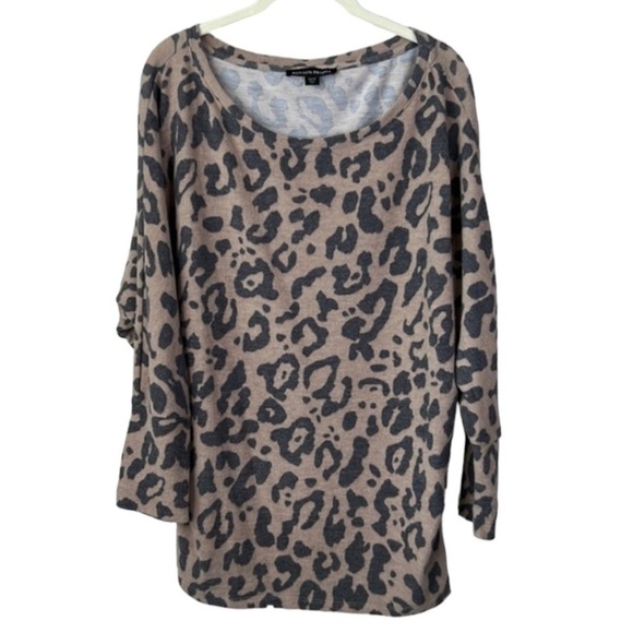 Boston Proper Animal Print Leopard Cheetah Dolman Sleeve Top Size M - Picture 1 of 6